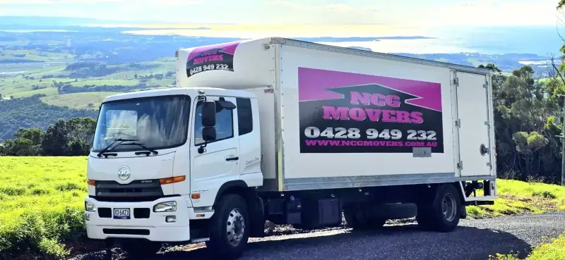 NCG Movers truck in the pink and black livery